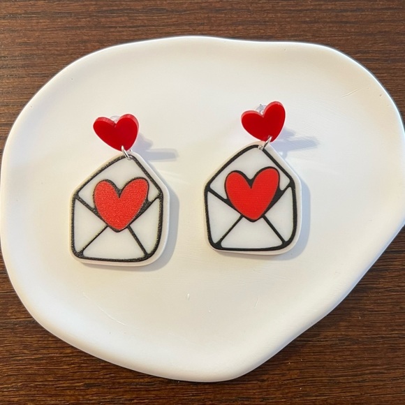 Jewelry - Heart Envelope Earrings